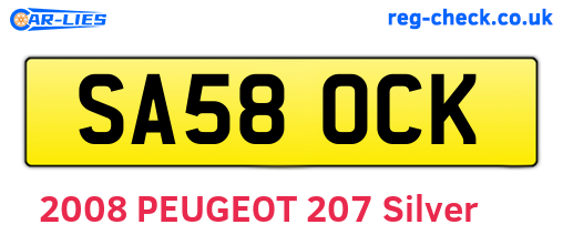 SA58OCK are the vehicle registration plates.