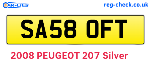 SA58OFT are the vehicle registration plates.
