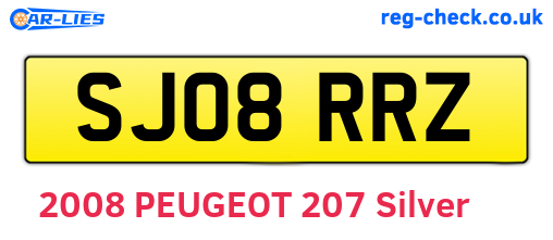 SJ08RRZ are the vehicle registration plates.