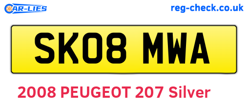 SK08MWA are the vehicle registration plates.