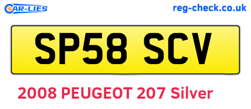 SP58SCV are the vehicle registration plates.