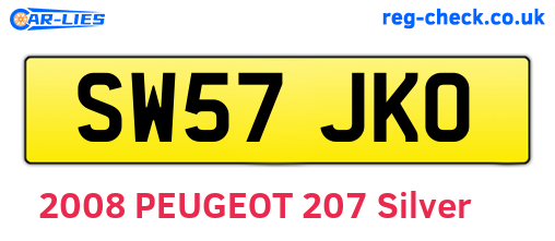 SW57JKO are the vehicle registration plates.