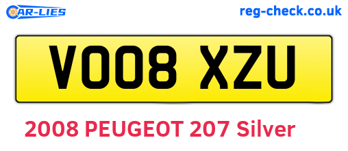 VO08XZU are the vehicle registration plates.