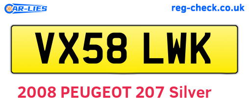 VX58LWK are the vehicle registration plates.