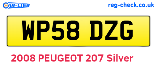 WP58DZG are the vehicle registration plates.