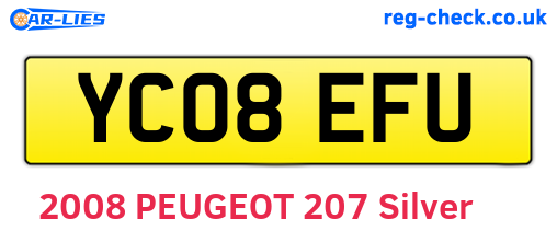 YC08EFU are the vehicle registration plates.