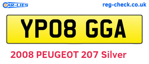 YP08GGA are the vehicle registration plates.