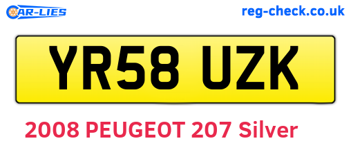 YR58UZK are the vehicle registration plates.