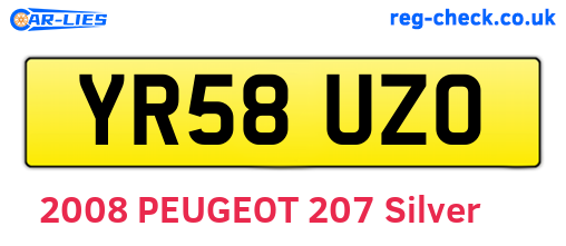 YR58UZO are the vehicle registration plates.