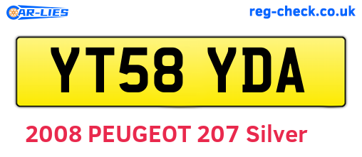 YT58YDA are the vehicle registration plates.