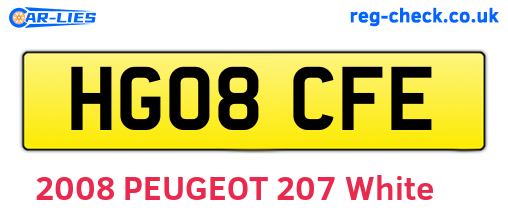 HG08CFE are the vehicle registration plates.