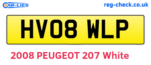 HV08WLP are the vehicle registration plates.