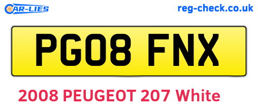 PG08FNX are the vehicle registration plates.