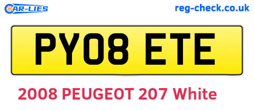 PY08ETE are the vehicle registration plates.