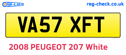 VA57XFT are the vehicle registration plates.