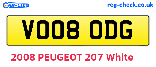 VO08ODG are the vehicle registration plates.
