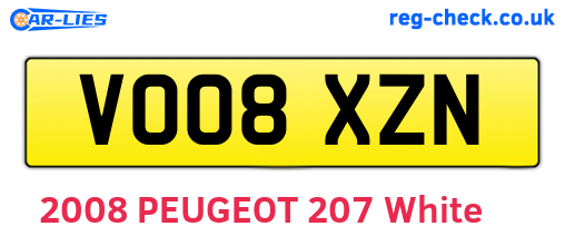 VO08XZN are the vehicle registration plates.