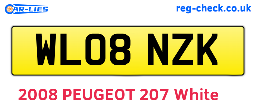 WL08NZK are the vehicle registration plates.
