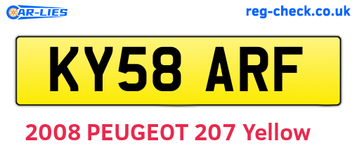 KY58ARF are the vehicle registration plates.