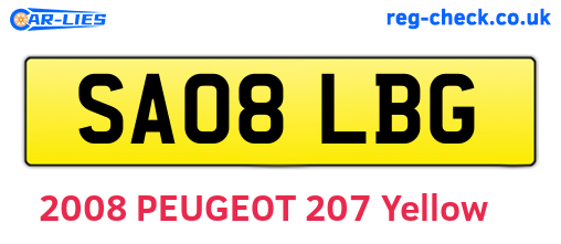SA08LBG are the vehicle registration plates.