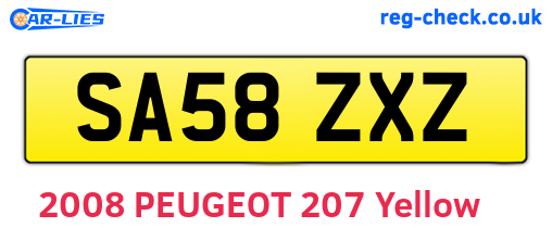 SA58ZXZ are the vehicle registration plates.