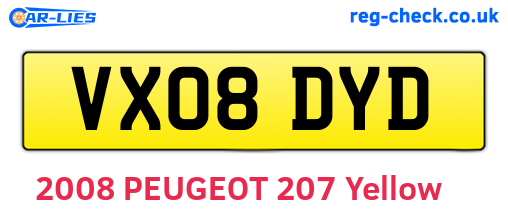 VX08DYD are the vehicle registration plates.