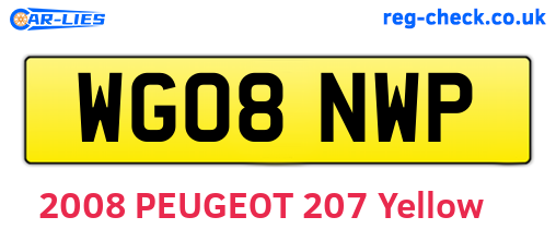 WG08NWP are the vehicle registration plates.