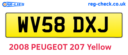 WV58DXJ are the vehicle registration plates.