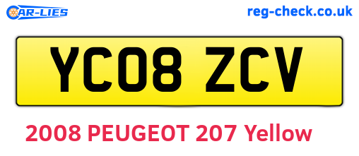 YC08ZCV are the vehicle registration plates.
