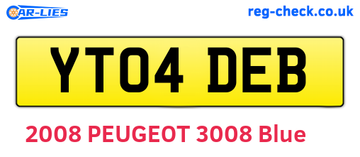 YT04DEB are the vehicle registration plates.