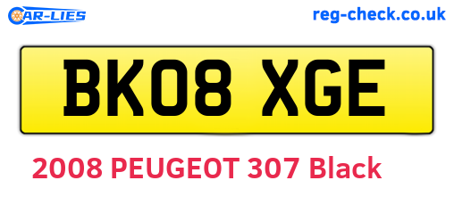BK08XGE are the vehicle registration plates.