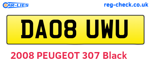 DA08UWU are the vehicle registration plates.