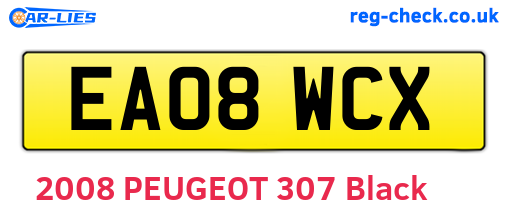 EA08WCX are the vehicle registration plates.