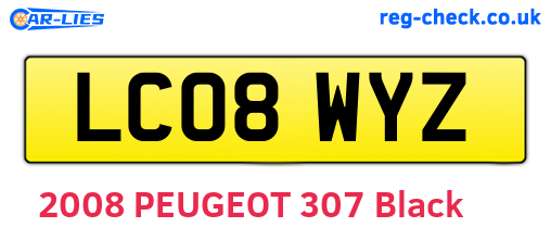 LC08WYZ are the vehicle registration plates.