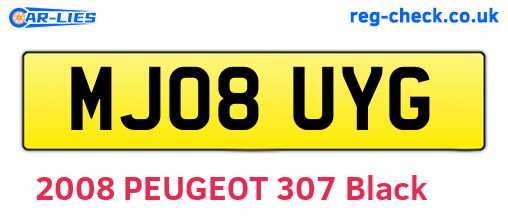 MJ08UYG are the vehicle registration plates.