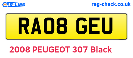 RA08GEU are the vehicle registration plates.