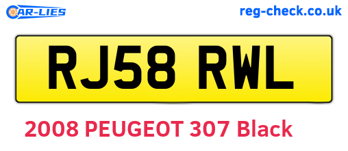 RJ58RWL are the vehicle registration plates.