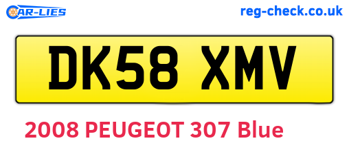 DK58XMV are the vehicle registration plates.