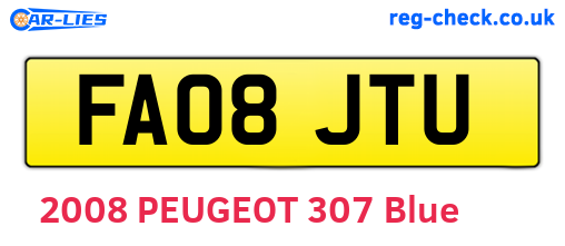 FA08JTU are the vehicle registration plates.