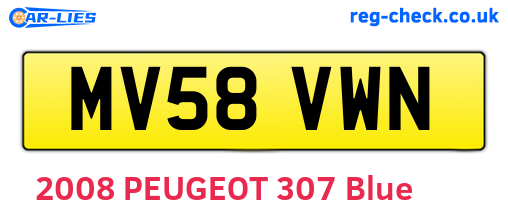 MV58VWN are the vehicle registration plates.
