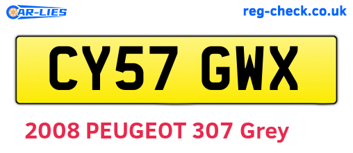 CY57GWX are the vehicle registration plates.