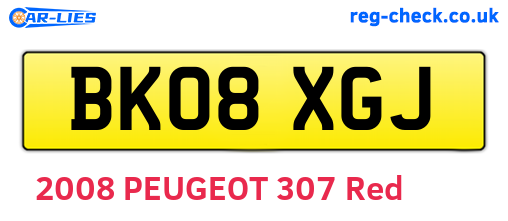 BK08XGJ are the vehicle registration plates.