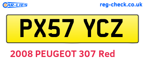 PX57YCZ are the vehicle registration plates.