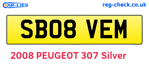 SB08VEM are the vehicle registration plates.