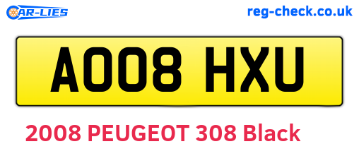 AO08HXU are the vehicle registration plates.