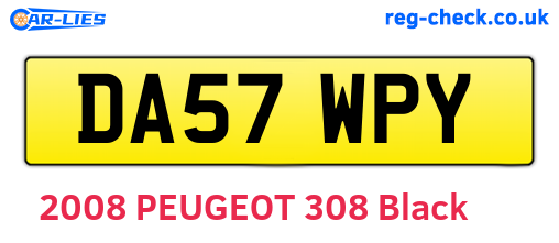 DA57WPY are the vehicle registration plates.