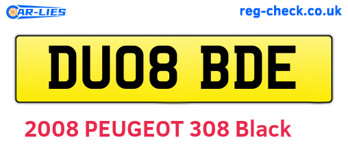 DU08BDE are the vehicle registration plates.