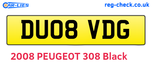 DU08VDG are the vehicle registration plates.