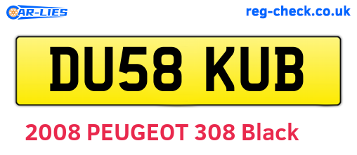 DU58KUB are the vehicle registration plates.