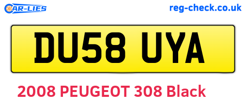 DU58UYA are the vehicle registration plates.